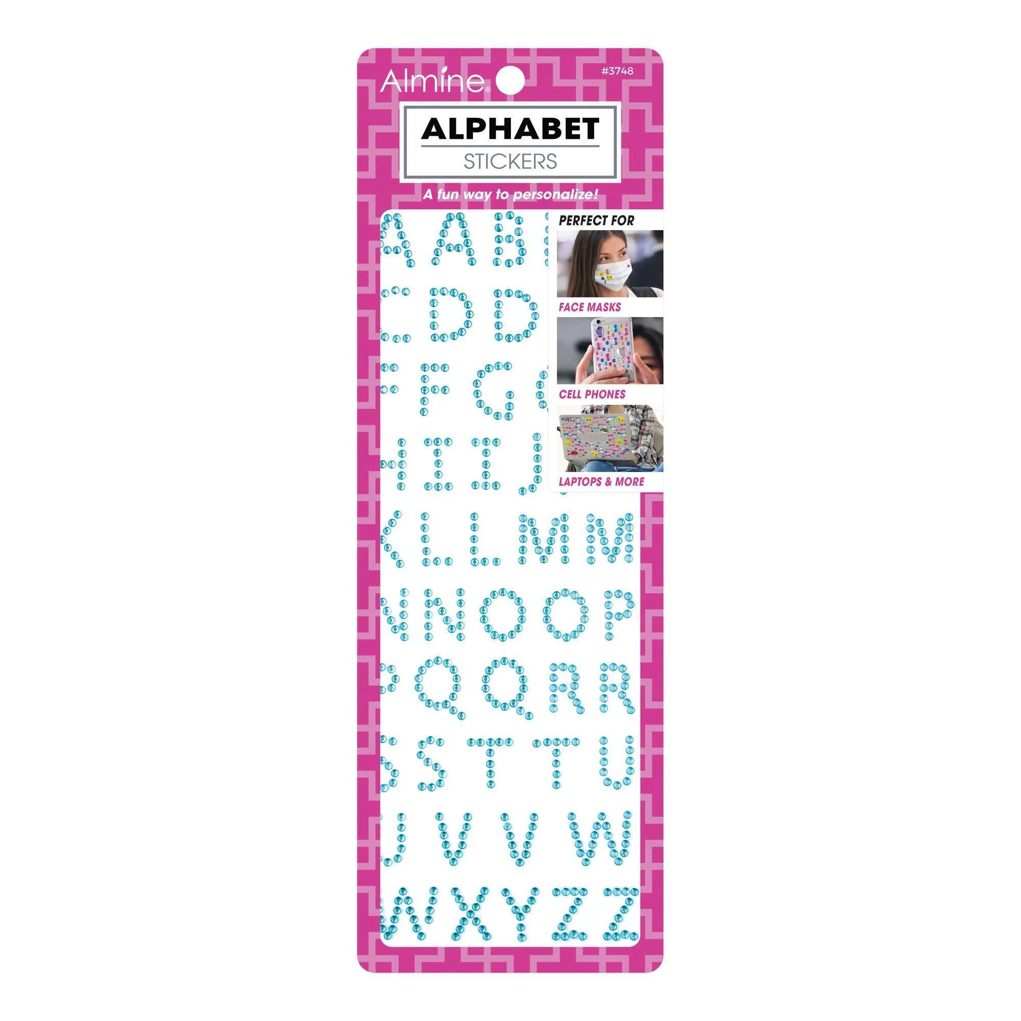 Almine Mask Sticker w Alphabet, Assorted