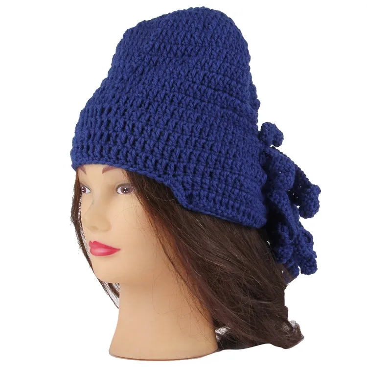 Amurleopard Unisex Barbarian Knit Beanie Octopus Tentacle Cap Winter Warm Face Mask Crochet Hat(Dark Blue)