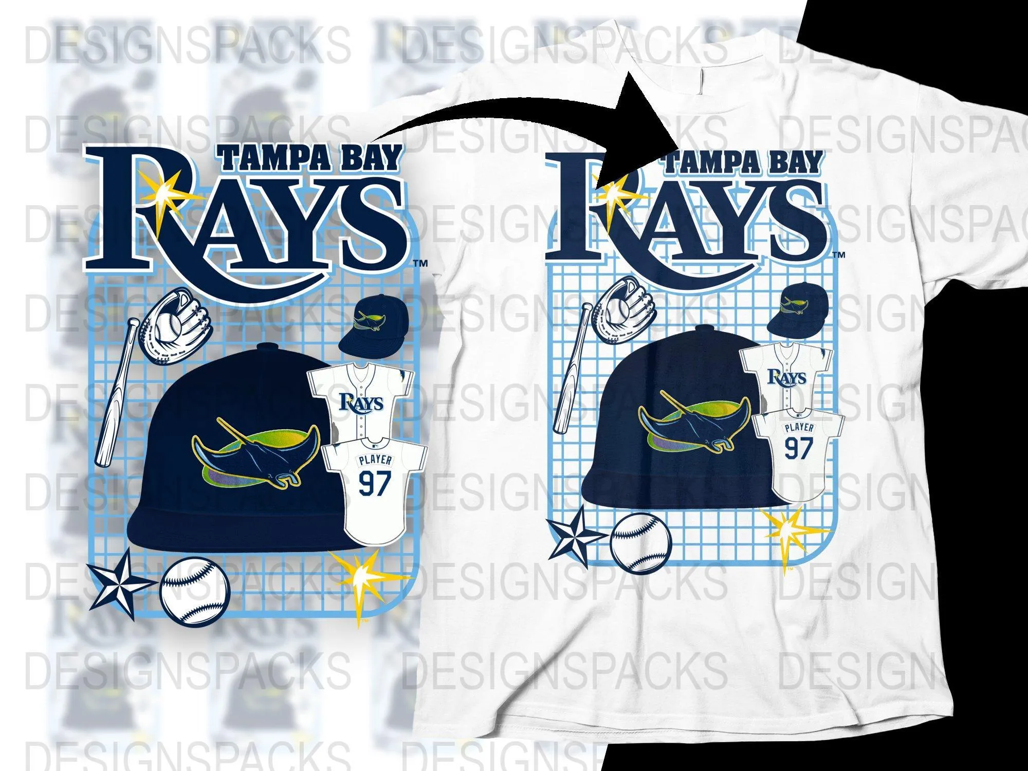 Baseball Cap Tampa Bay Rays Png Digital Download