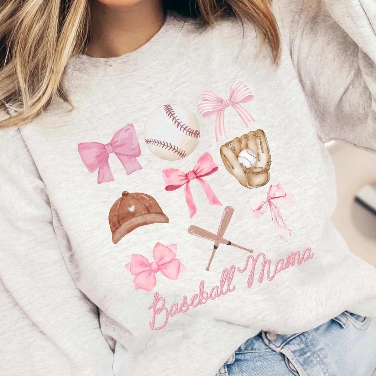 Baseball Mama Bow Collage Sweatshirt