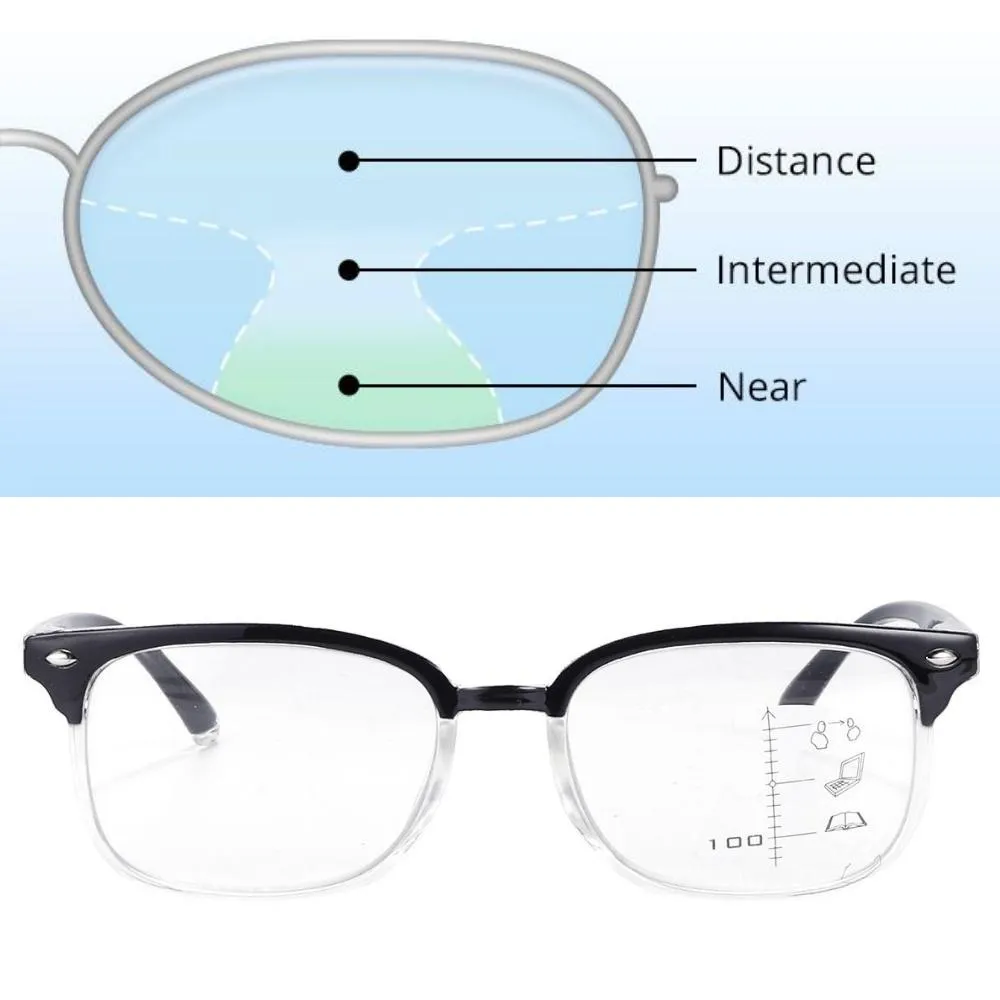 Blue Light Blocking Progressive Multifocal Reading Glasses - R/Clear