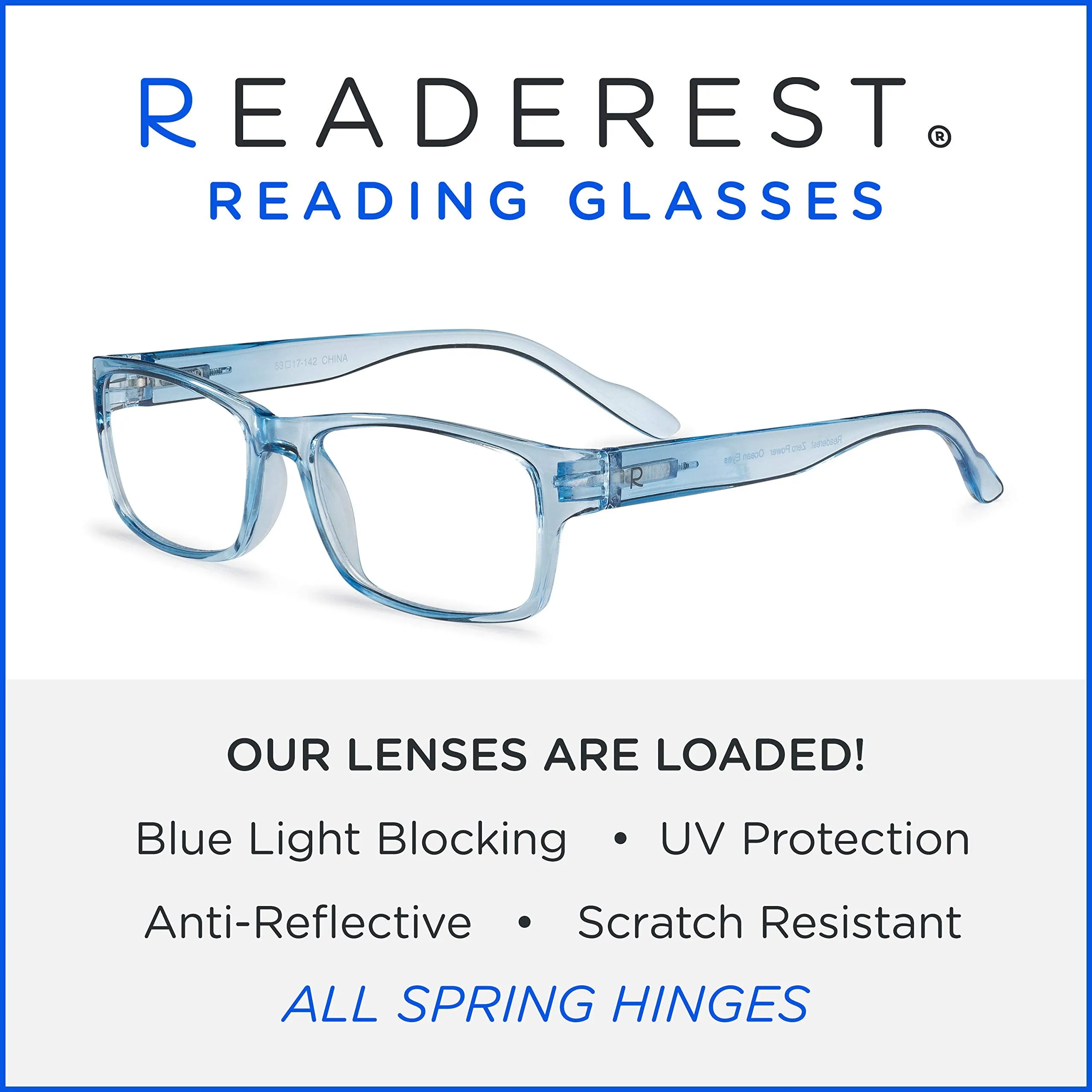 Blue-Light-Blocking-Reading-Glasses-Light-Blue-0-75-Magnification Anti Glare