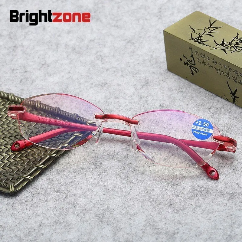 Brightzone Women's Rimless Square Alloy Reading Glasses C856