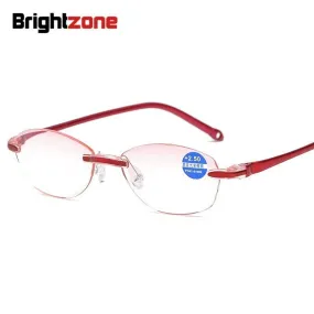 Brightzone Women's Rimless Square Alloy Reading Glasses C856