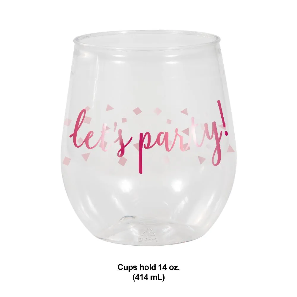 Bulk Pink 14oz Stemless Wine Glass (Case of 6)