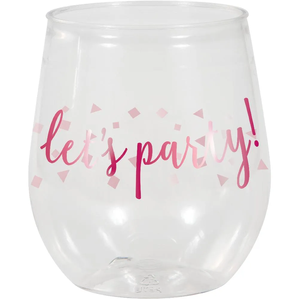 Bulk Pink 14oz Stemless Wine Glass (Case of 6)