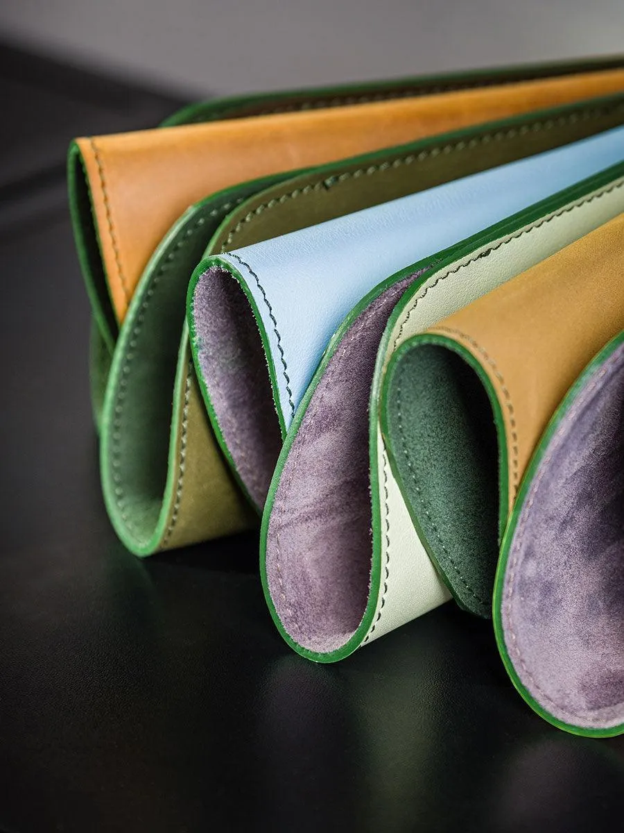 Camel pocket leather glasses case