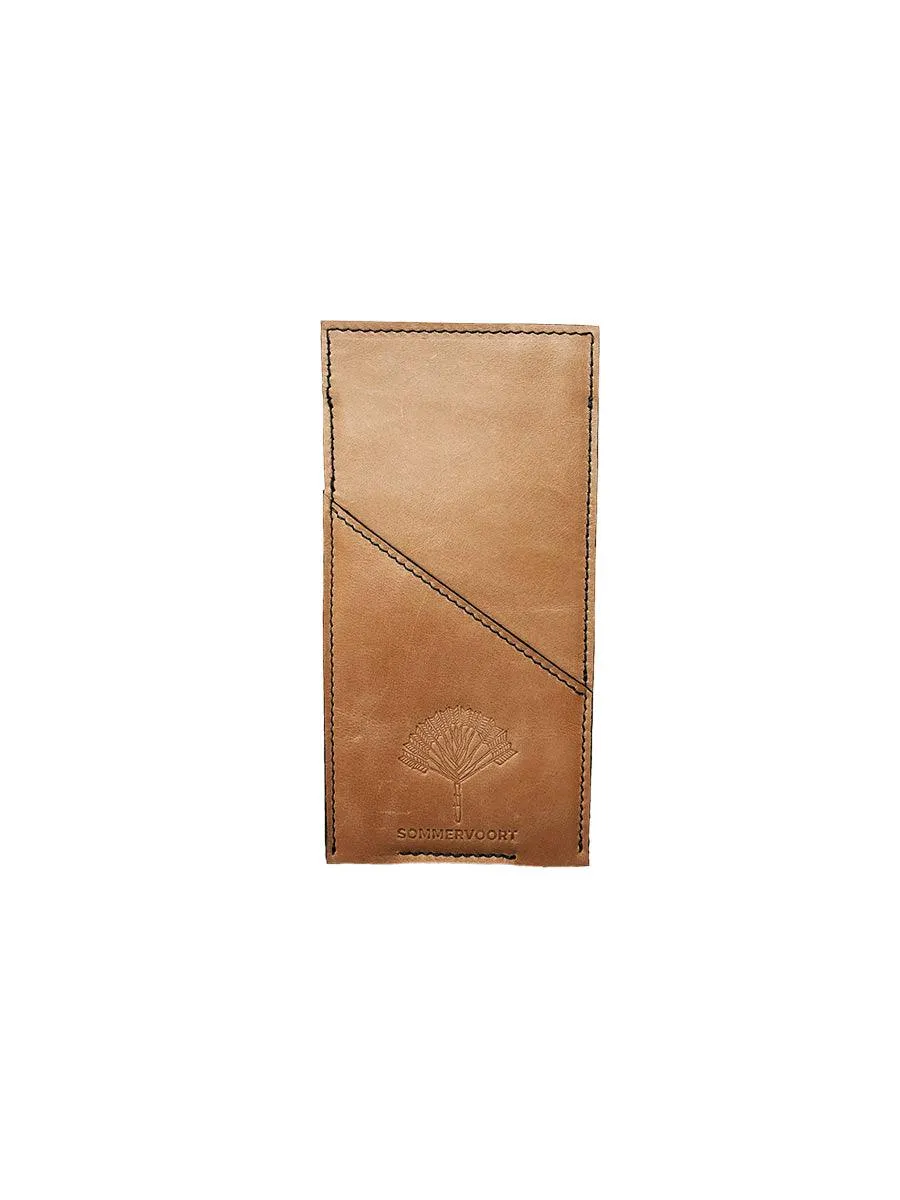 Camel pocket leather glasses case