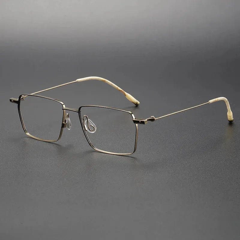 Cubojue Mens Full Rim Square Titanium Reading Glasses 7.6