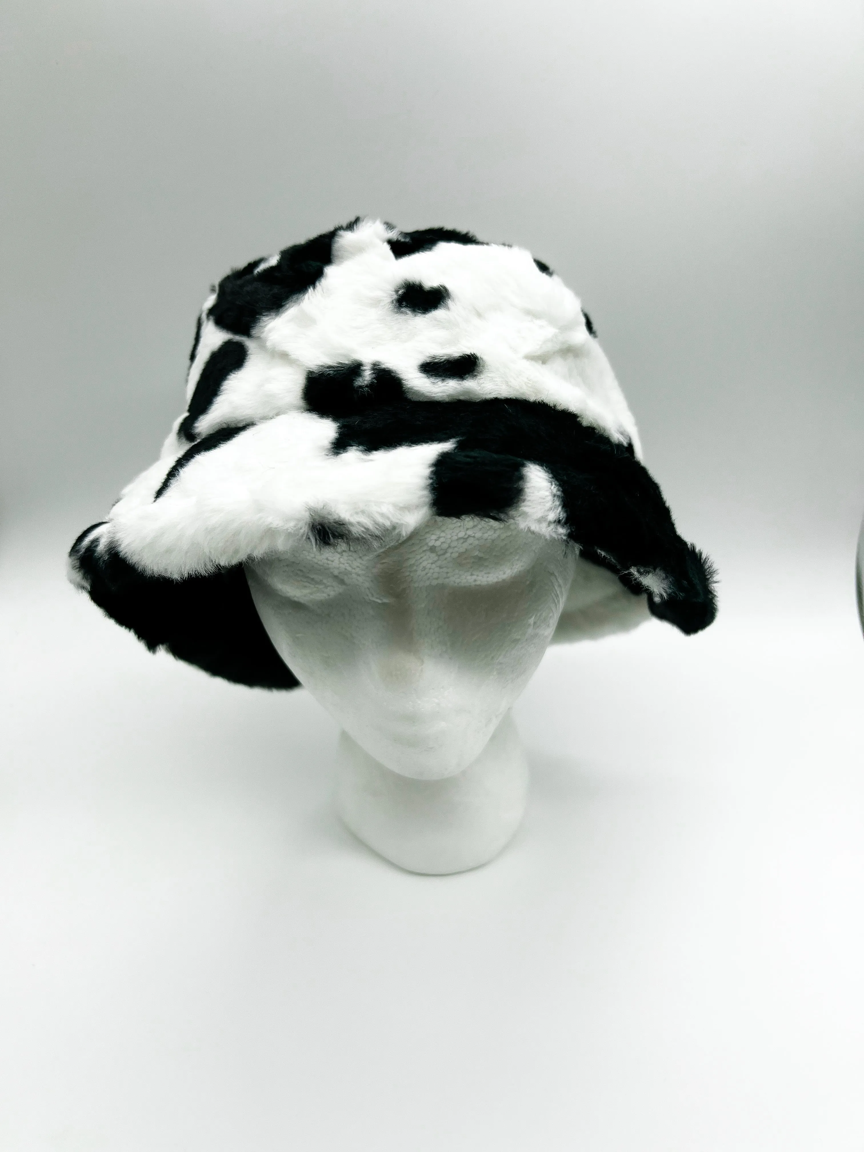 Dalmatian Faux Fur Plush Bucket Hat