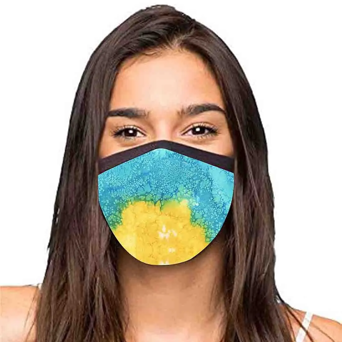 Face Mask For Women - Set Of 2 Protective Masks -Yellow Blue Watercolor