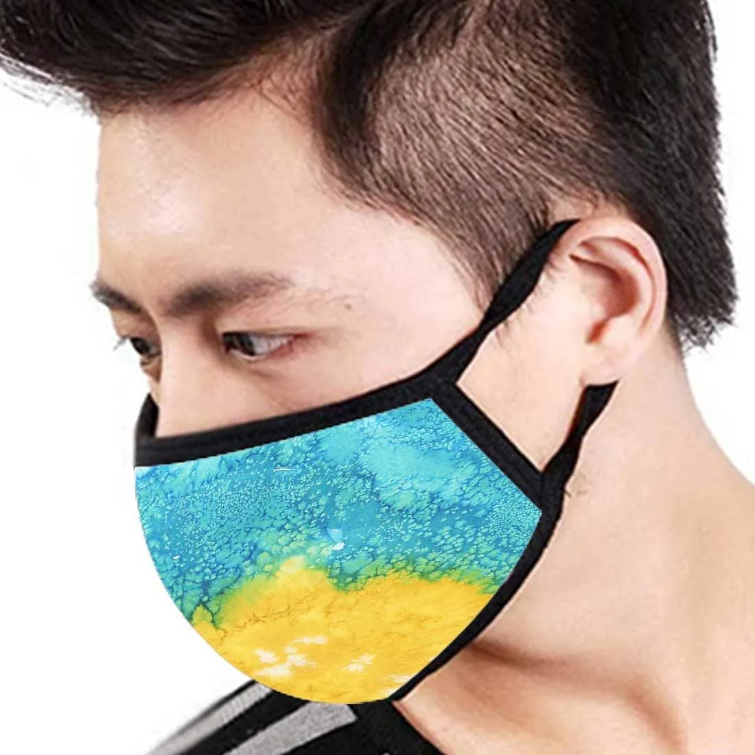 Face Mask For Women - Set Of 2 Protective Masks -Yellow Blue Watercolor