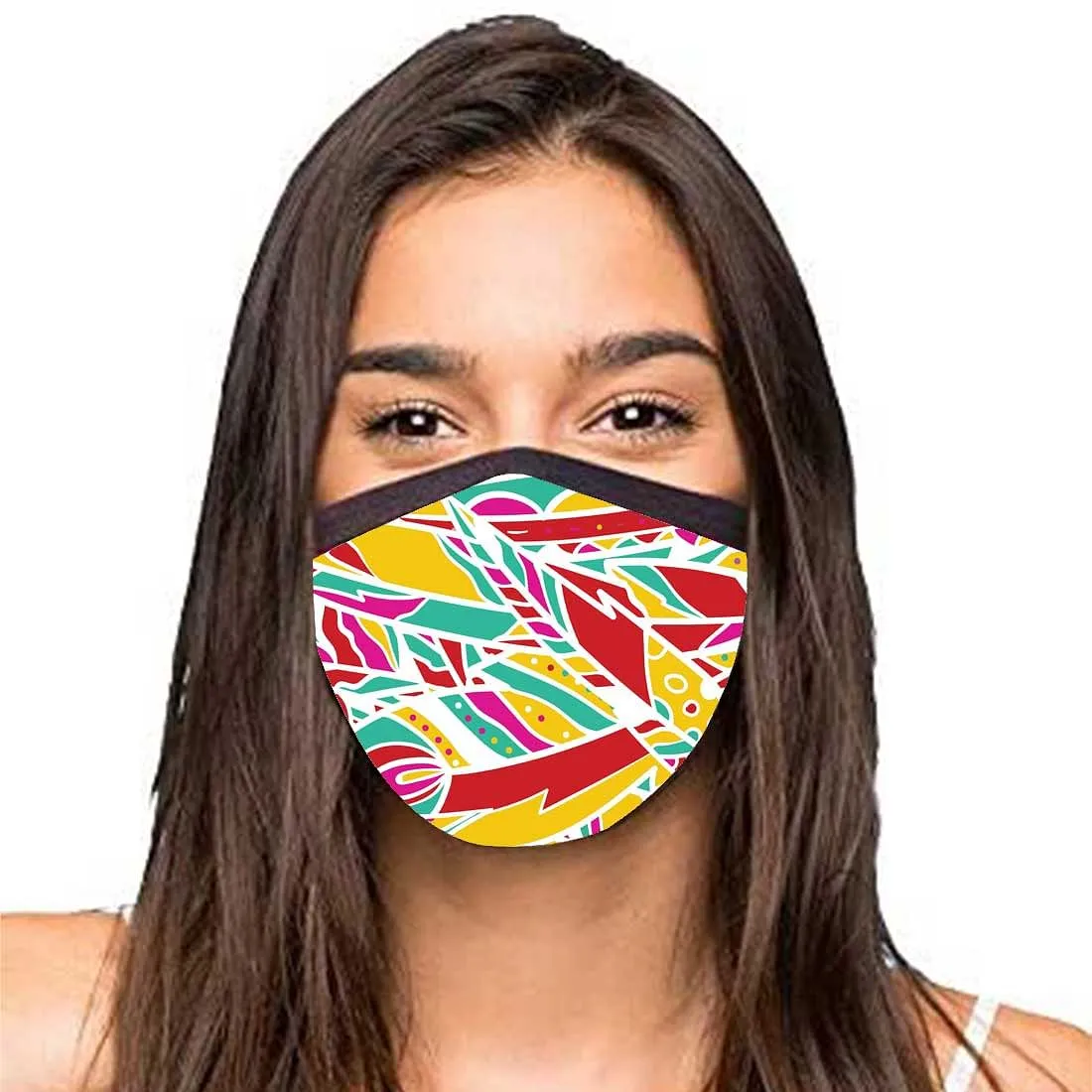 Face Masks Reusable Washable Set Of 2 -Colorful_feathers