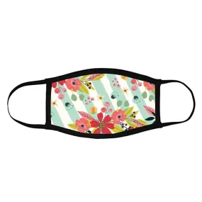 Face Masks Reusable Washable Set Of 2 -Floral_stripes