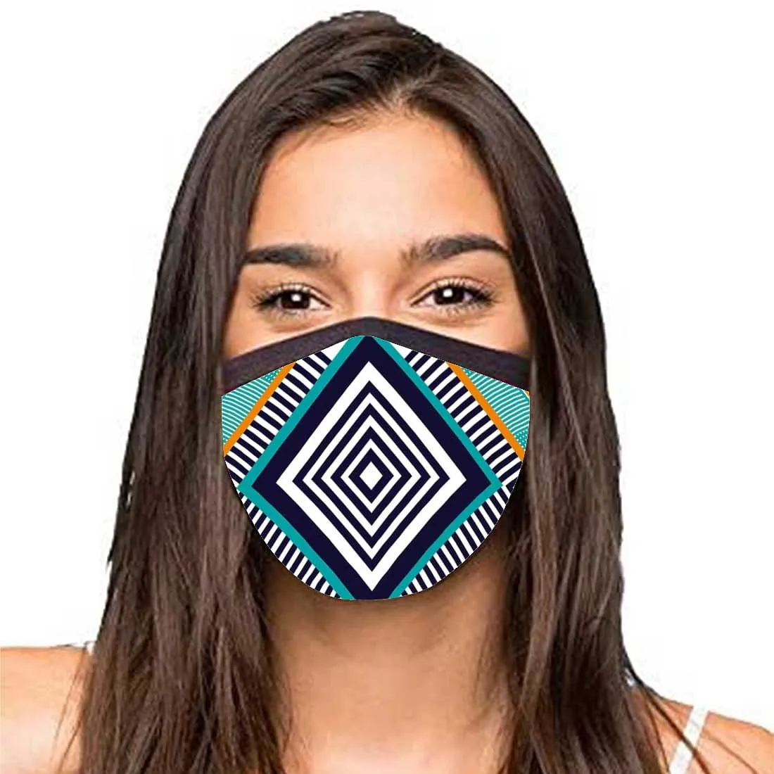 Face Masks Reusable Washable Set Of 2 -Geo_teal