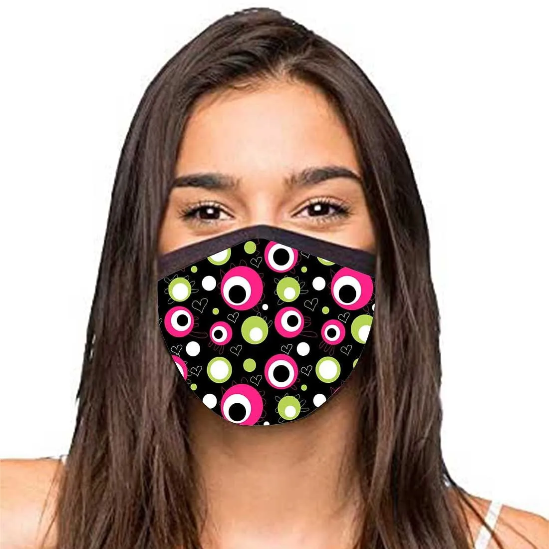 Face Masks Reusable Washable Set Of 2 -Neon_pink_polka