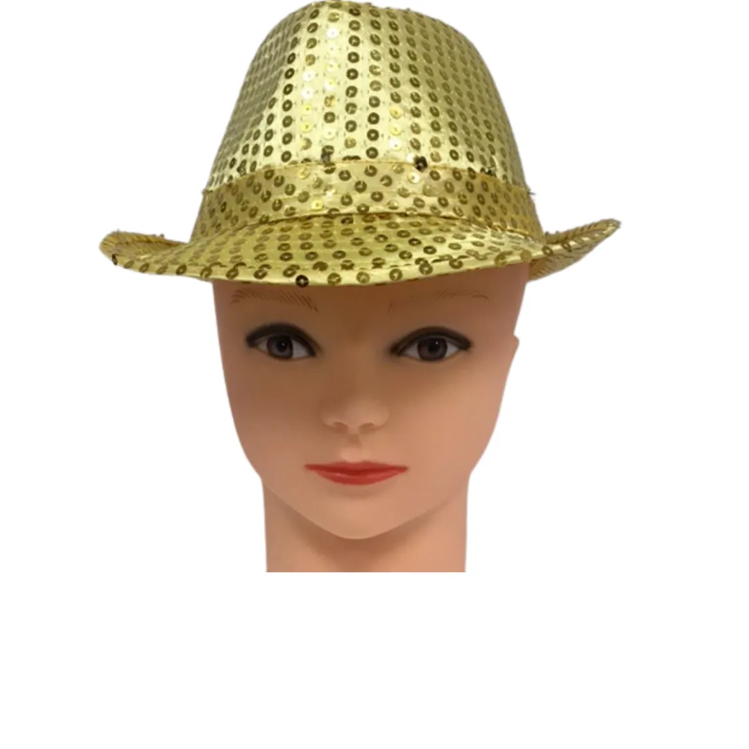 Gold LED Fedora with 14 White Lights (Each)