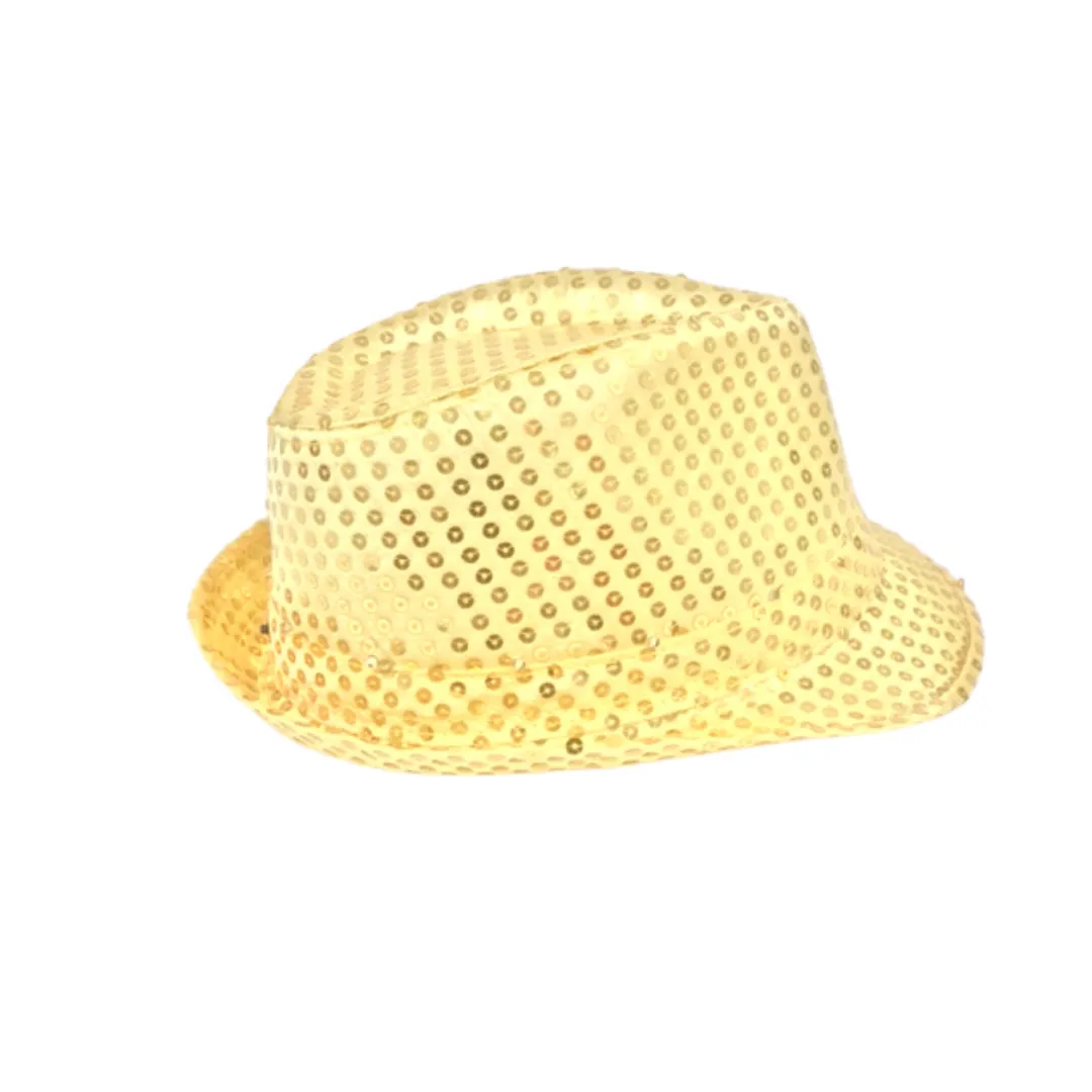 Gold LED Fedora with 14 White Lights (Each)