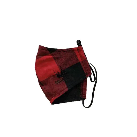 Good Girl Mask- Red/Blk Plaid-Black Logo