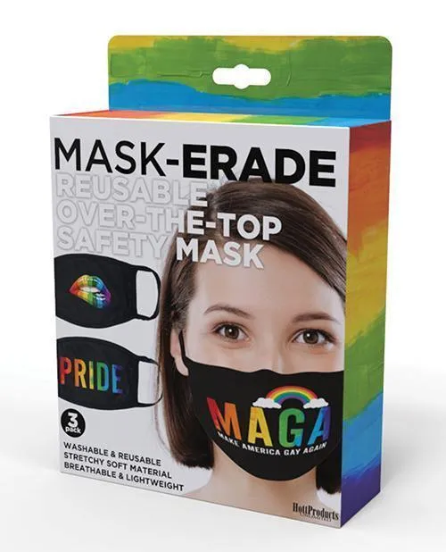 Hott Products Mask-erade Masks - Pride-gay Again- Rainbow Kiss Pack Of 3