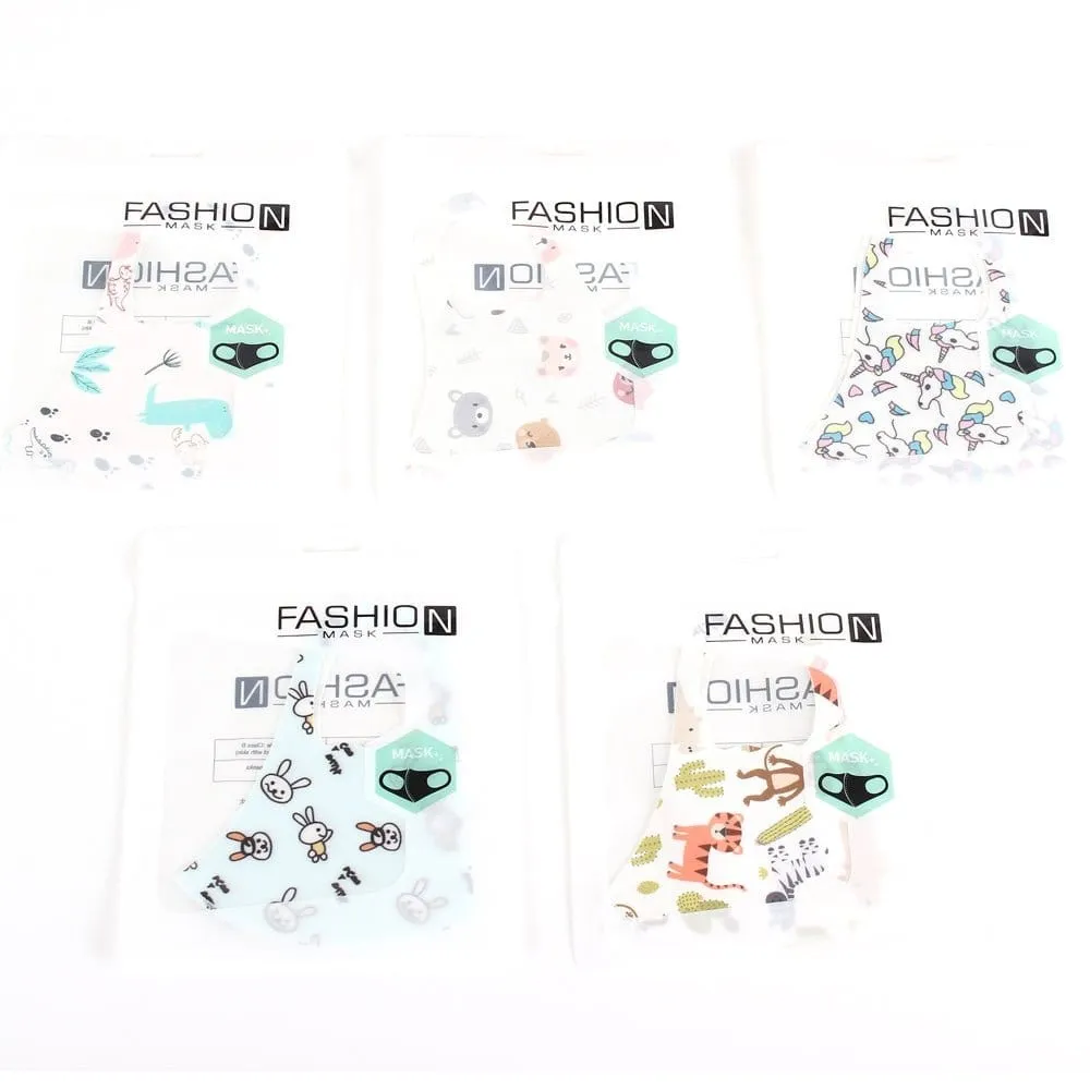 KIDS 20pcs Assorted Pattern Reusable Kids Size Face Masks with Ear Loops (20 pcs)