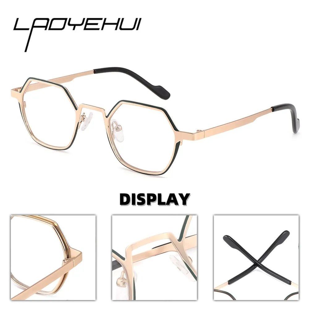 Laoyehui Unisex Full Rim Polygon Round Alloy Myopic Reading Glasses Glg8860c