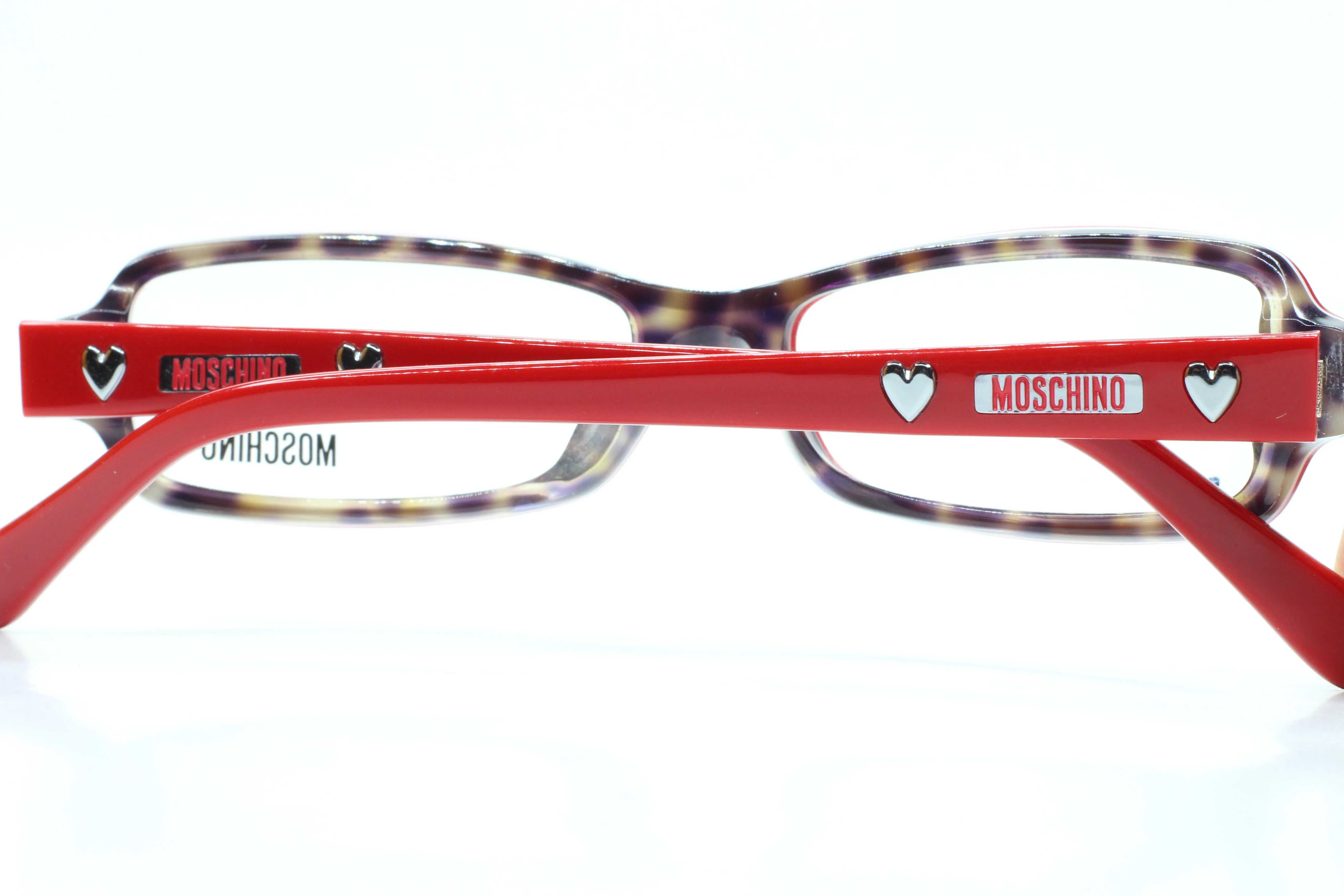 Moschino MO02002 Red Silver Hearts Acetate Designer Italy Eyeglasses