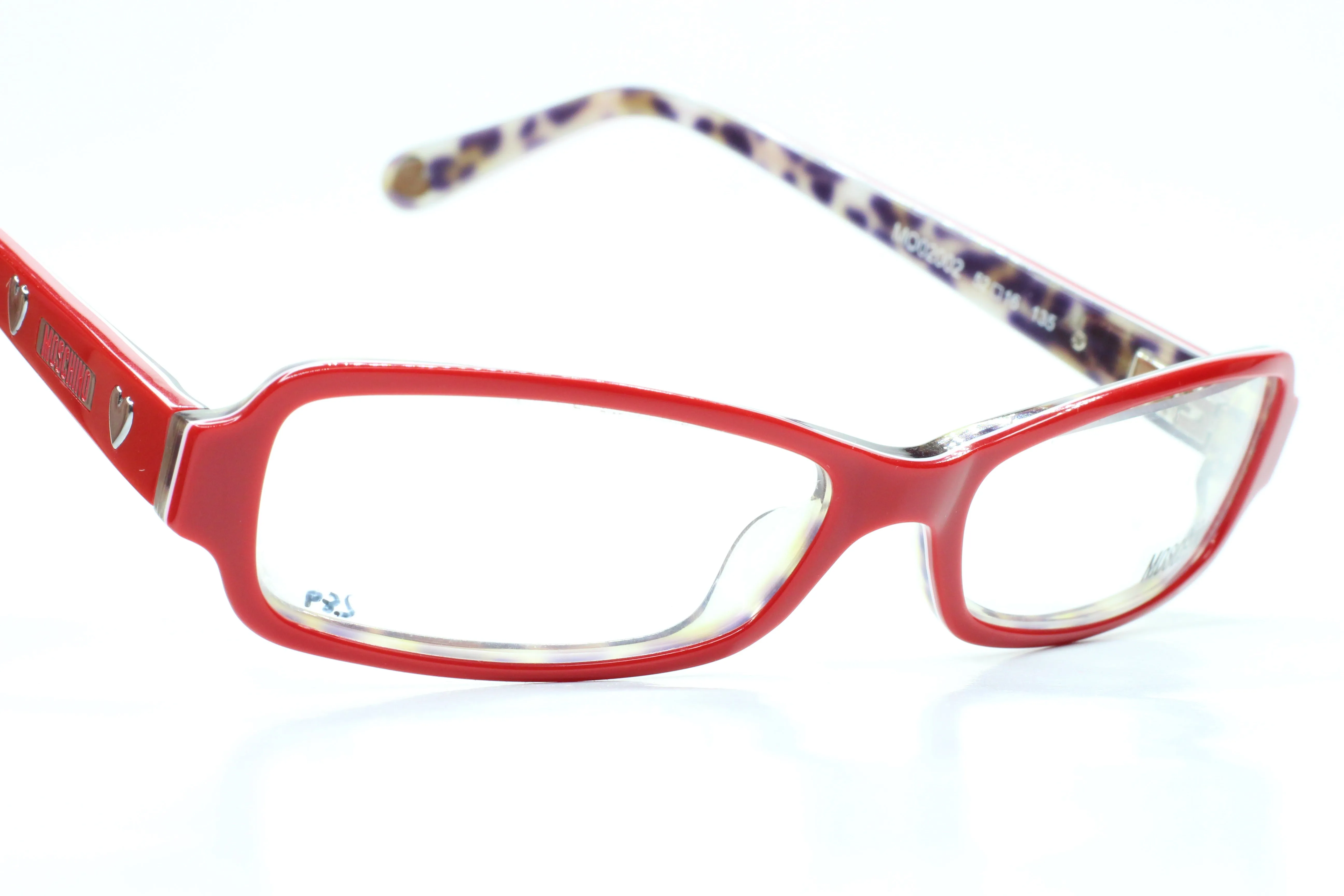 Moschino MO02002 Red Silver Hearts Acetate Designer Italy Eyeglasses