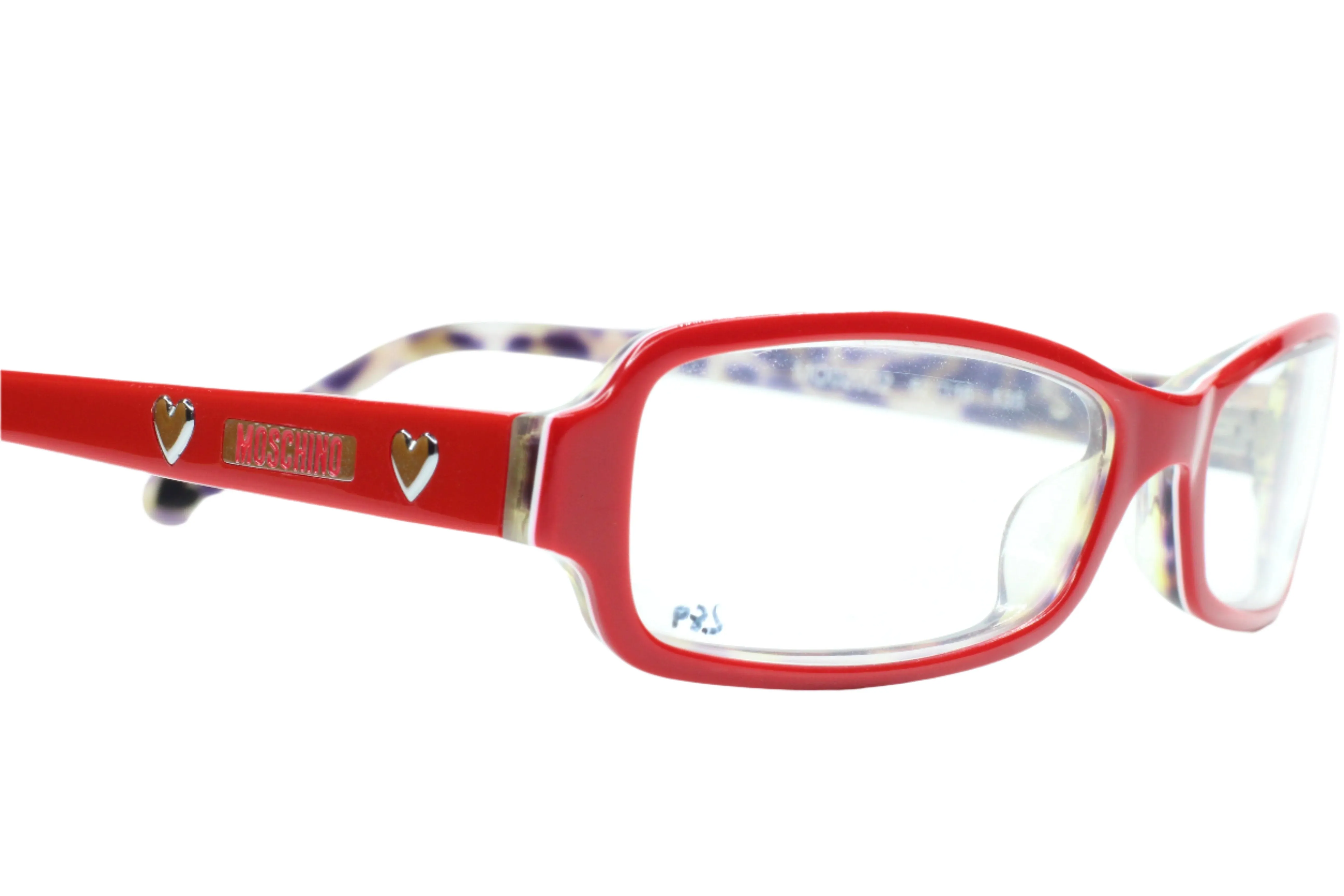 Moschino MO02002 Red Silver Hearts Acetate Designer Italy Eyeglasses