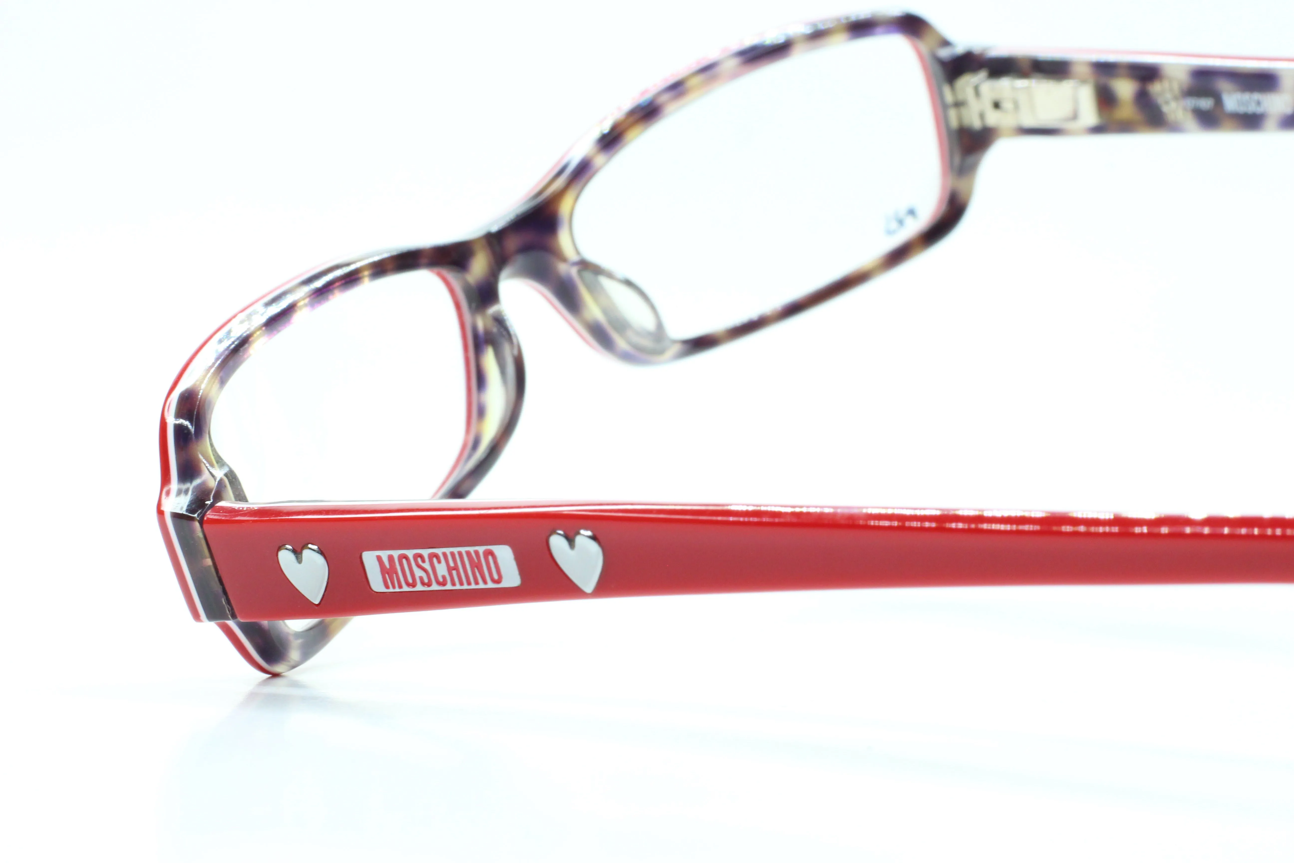 Moschino MO02002 Red Silver Hearts Acetate Designer Italy Eyeglasses