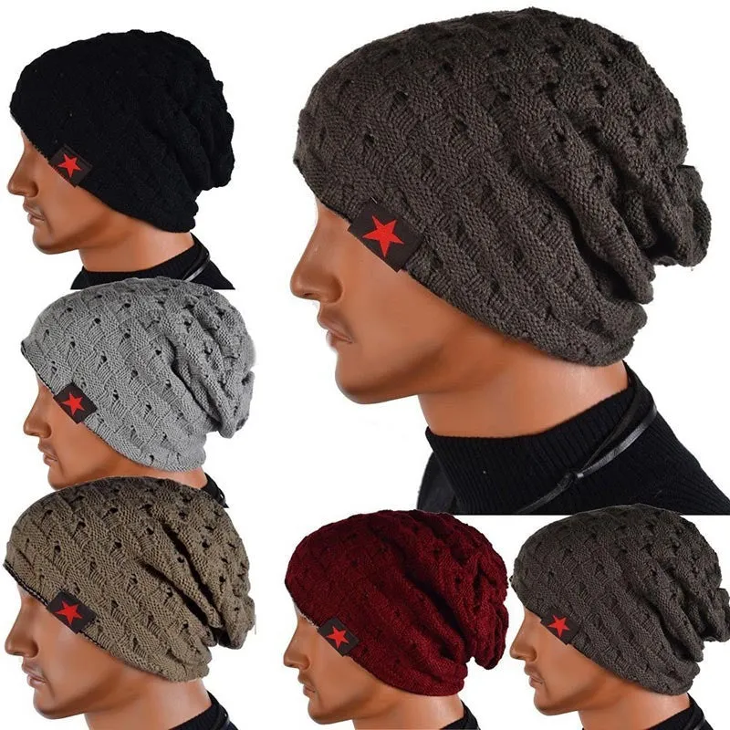 New Brand reversible knitted men warm beanie winter hats caps for men Chunky Baggy skullies