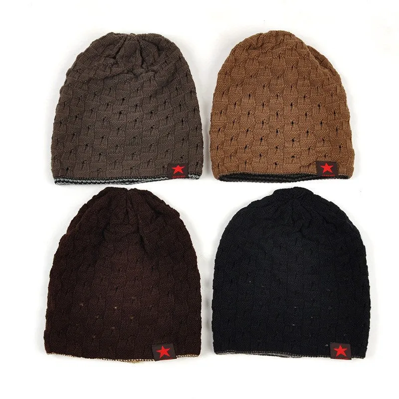 New Brand reversible knitted men warm beanie winter hats caps for men Chunky Baggy skullies