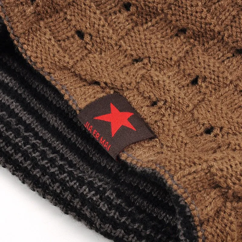 New Brand reversible knitted men warm beanie winter hats caps for men Chunky Baggy skullies