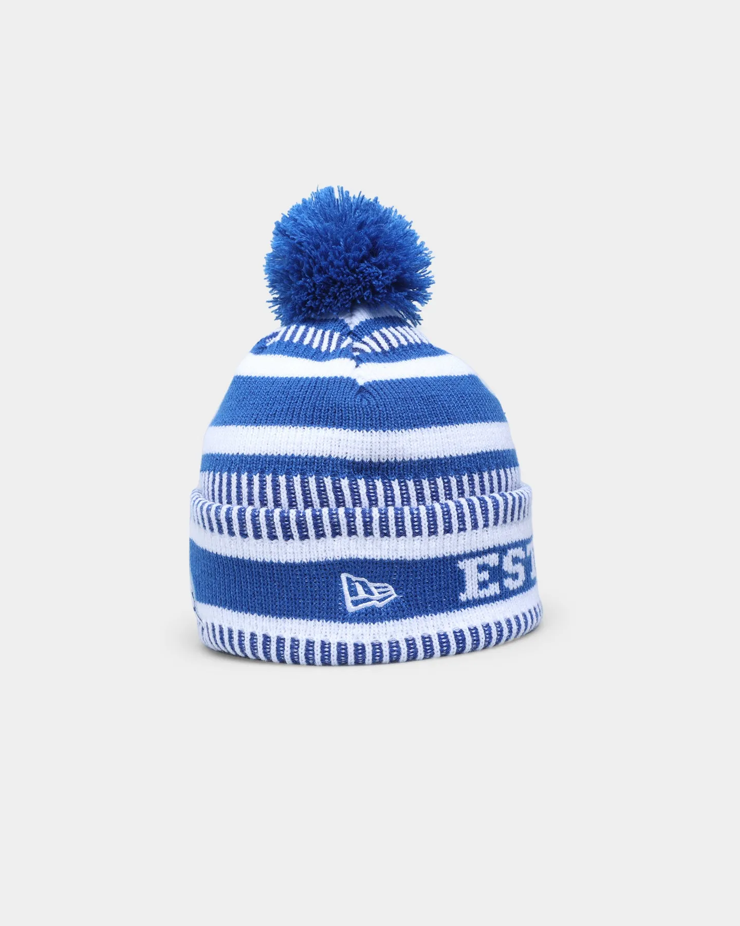 New Era North Melbourne Kangaroos AFL Opening Bounce 2022 Pom Wordmark Beanie Medium Blue