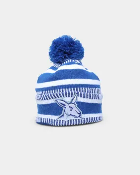 New Era North Melbourne Kangaroos AFL Opening Bounce 2022 Pom Wordmark Beanie Medium Blue