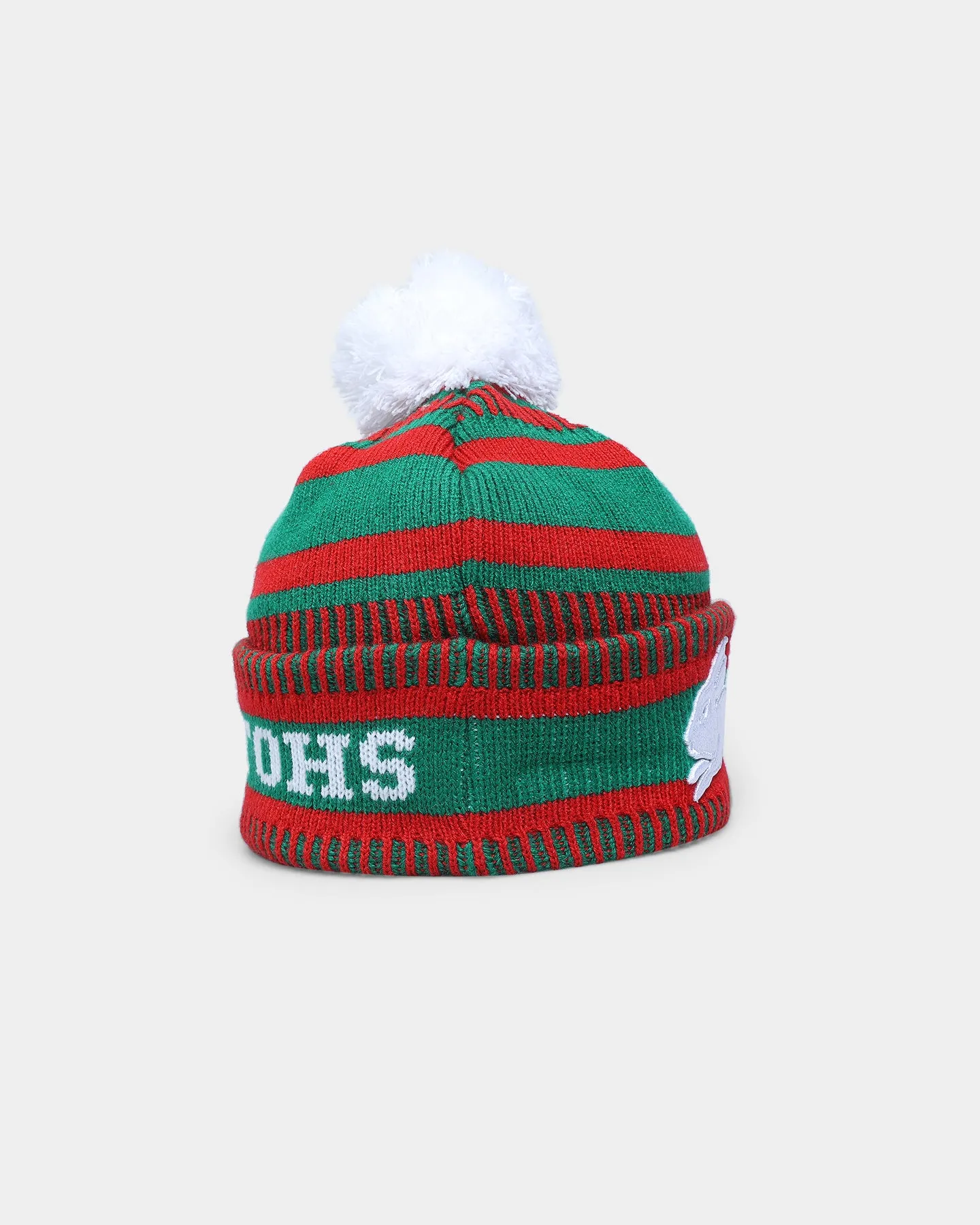 New Era South Sydney Rabbitohs NRL Kick Off 2022 Pom Wordmark Beanie Green/Red