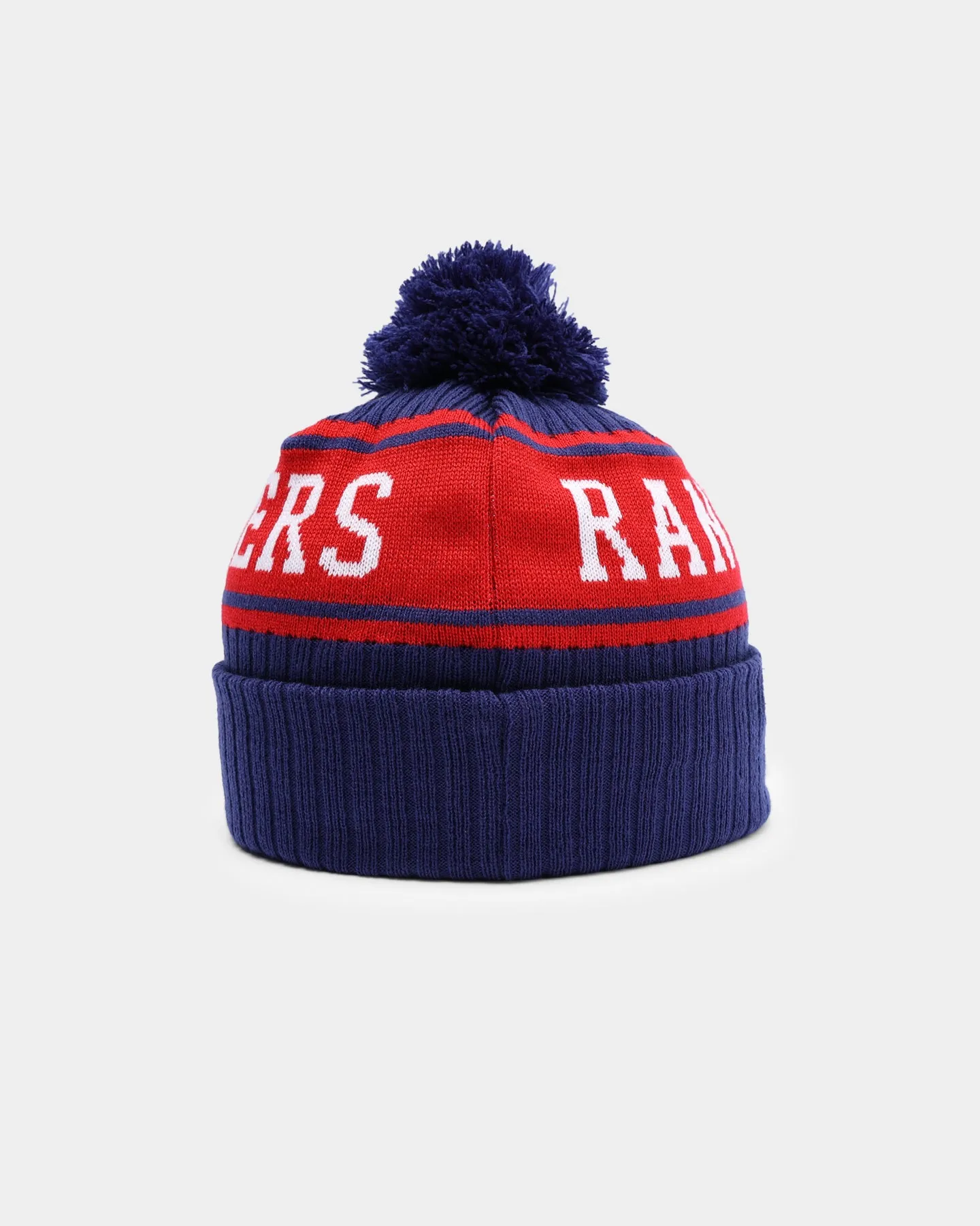 New Era Texas Rangers Team Stripe Script Pom Beanie Team