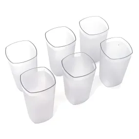 Oblivion Square Plastic Fiber Glass Set of 6 for Water, Drinking Glass, Juice Glasses, Soda Glass, Beer Glass, Milk Glass, Unbreakable Glass Set, Long Plastic Glass (350 ML, Transparent)