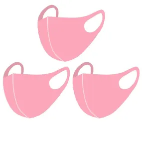 Pack of 3 Adult Washable Face Mask Stretch Fabric Pink