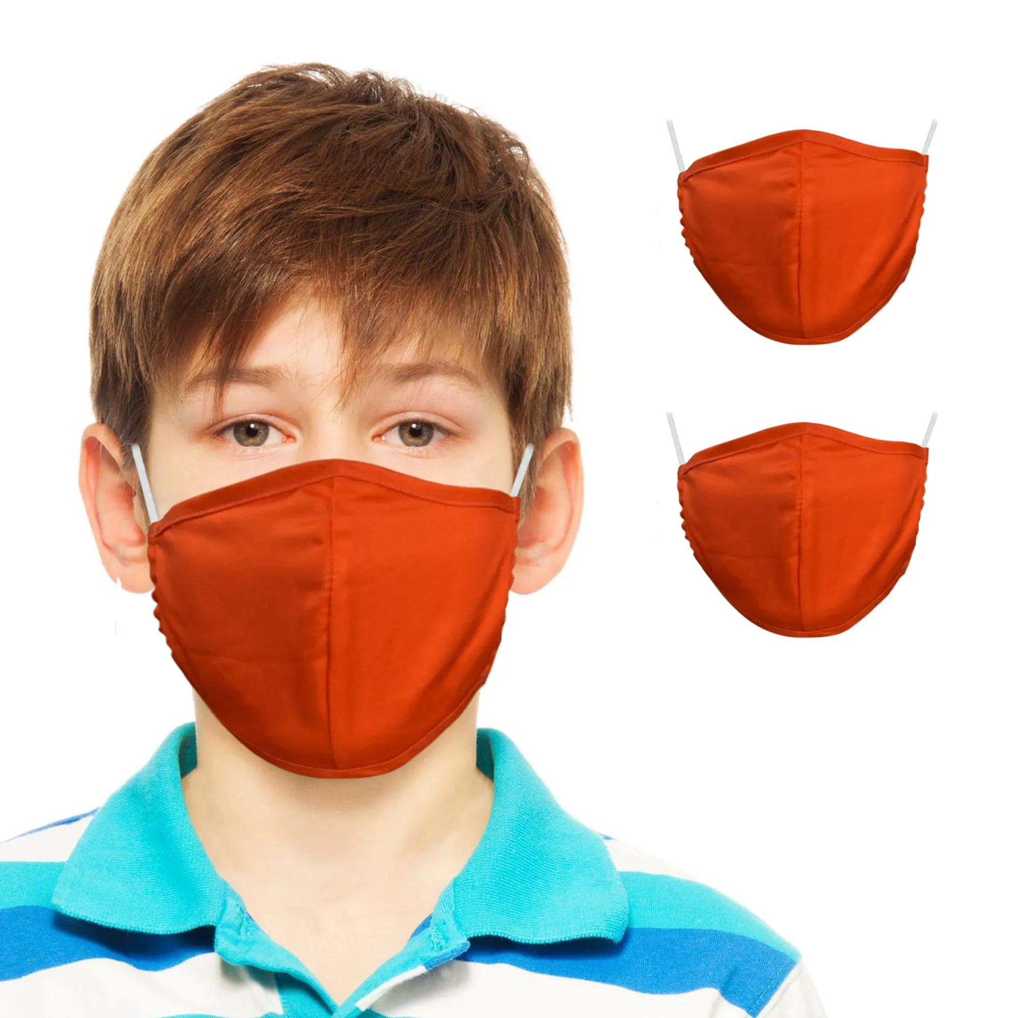 Plain Two Layer Reusable Face Masks for Kids (2-pack)