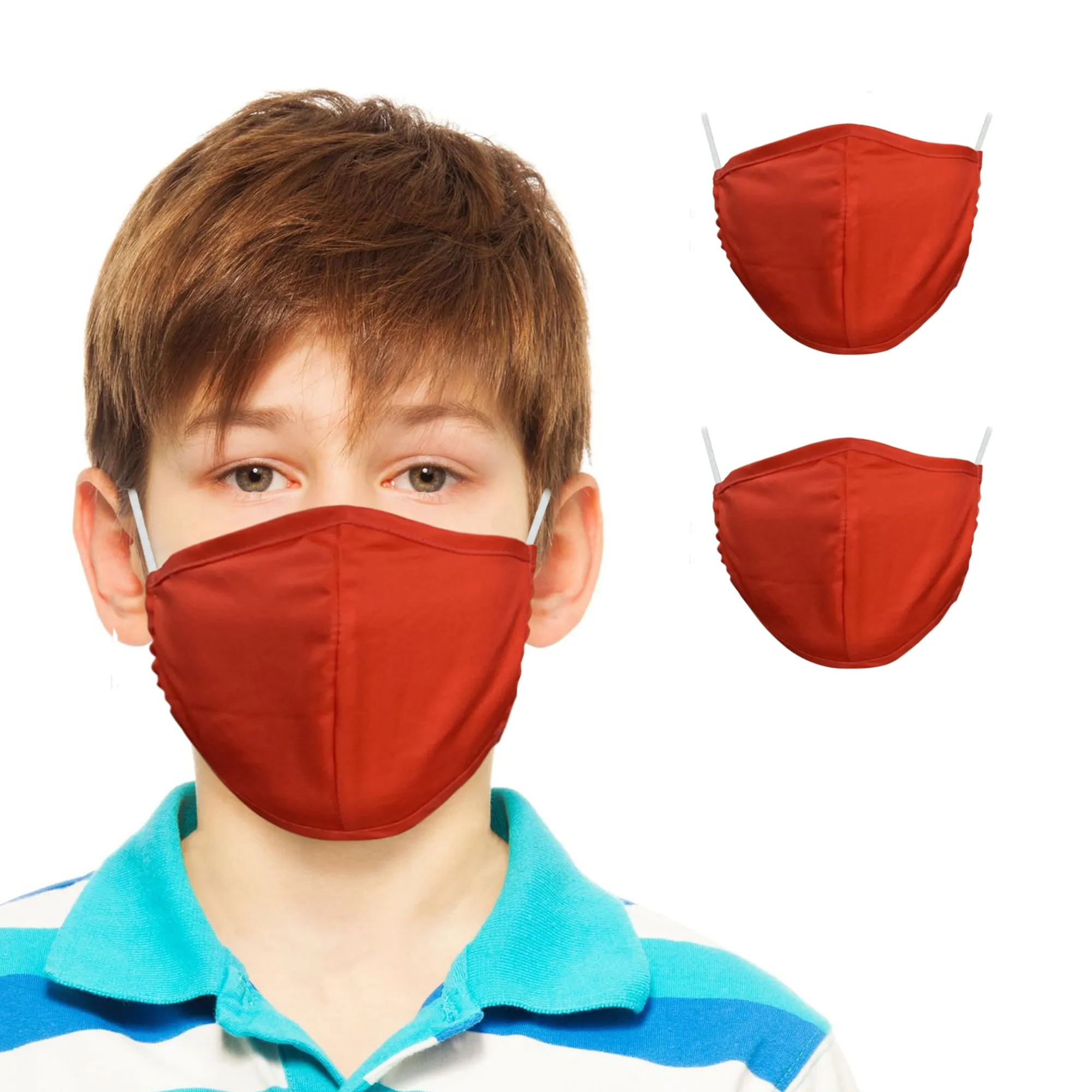 Plain Two Layer Reusable Face Masks for Kids (2-pack)