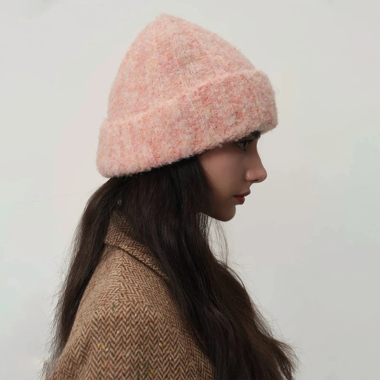 Retro Warm Thick Wool Blend Knitted Women Winter Minimalist Hat