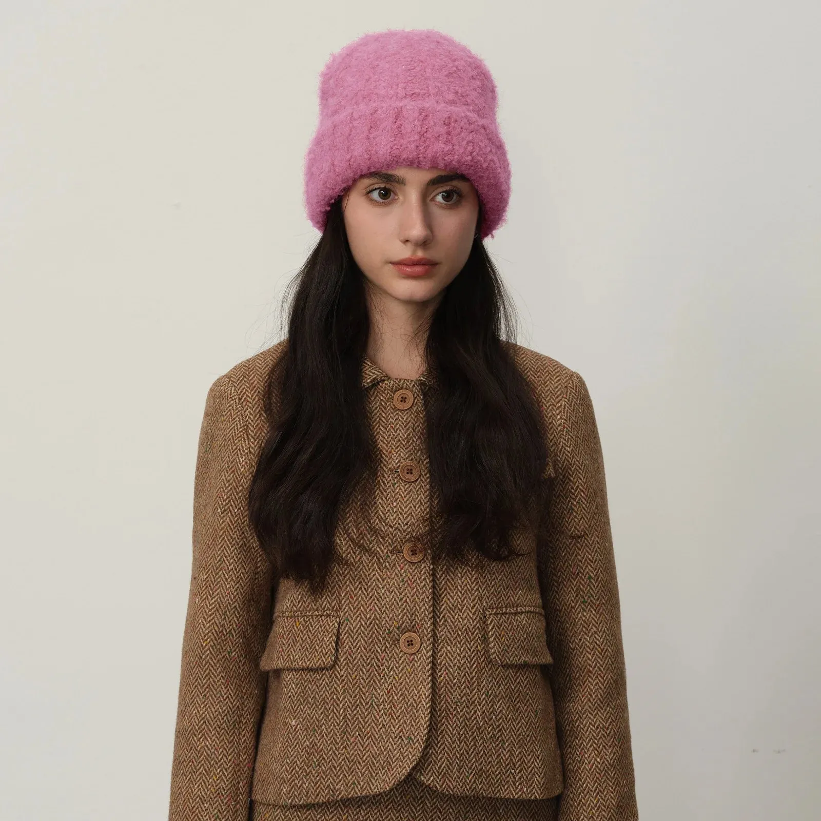 Retro Warm Thick Wool Blend Knitted Women Winter Minimalist Hat