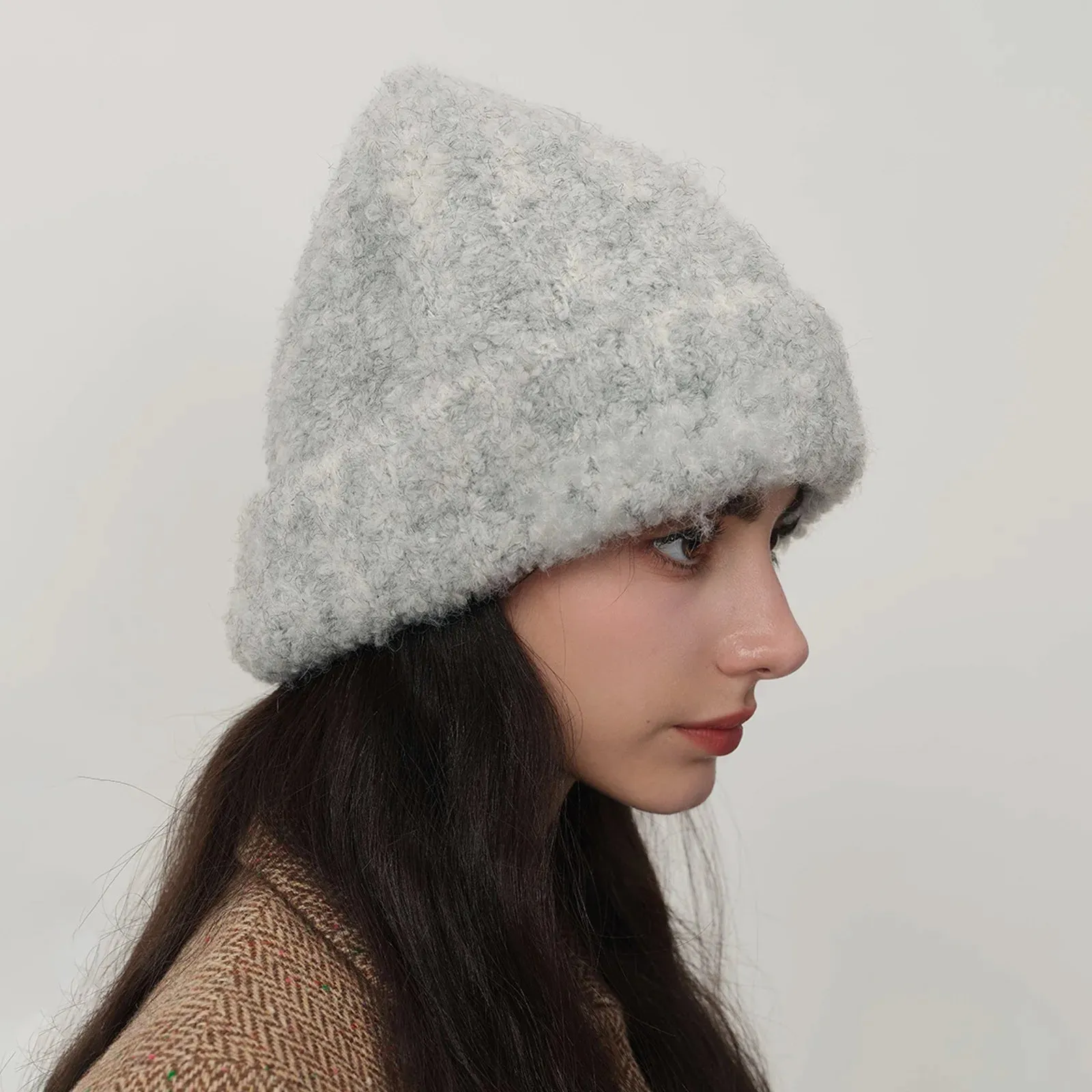 Retro Warm Thick Wool Blend Knitted Women Winter Minimalist Hat