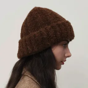 Retro Warm Thick Wool Blend Knitted Women Winter Minimalist Hat