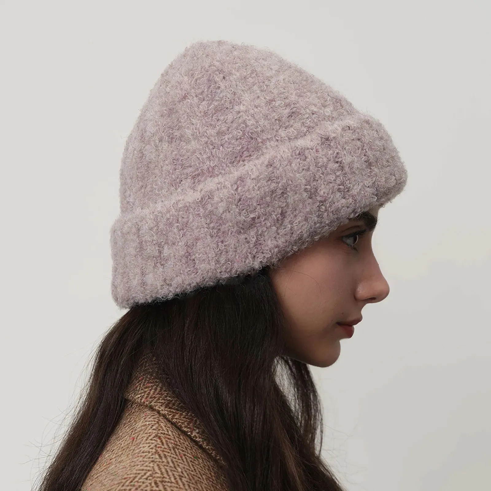 Retro Warm Thick Wool Blend Knitted Women Winter Minimalist Hat