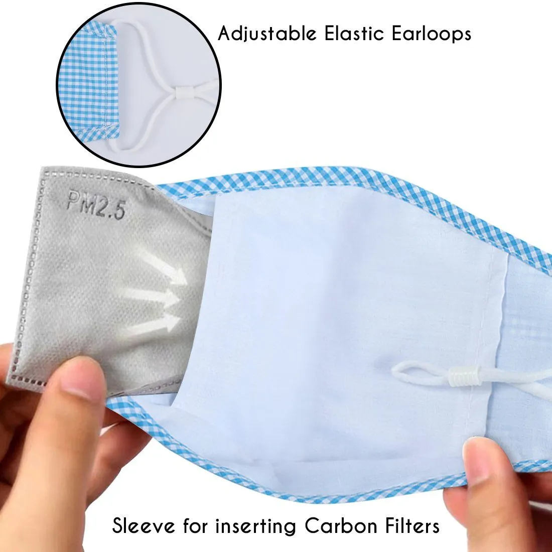 Reusable Fabric Face Mask Washable with Carbon Filter PM2.5 - Reusable Face Mask