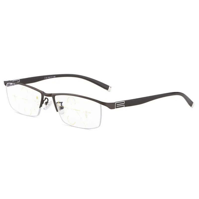 Reven Jate Women's Semi Rim Square Alloy Progressive Reading Glasses 5126