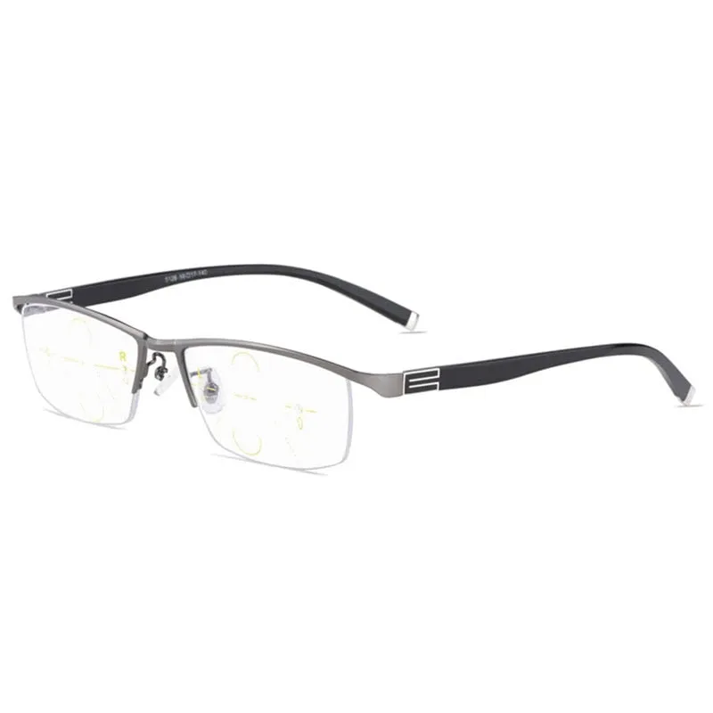 Reven Jate Women's Semi Rim Square Alloy Progressive Reading Glasses 5126