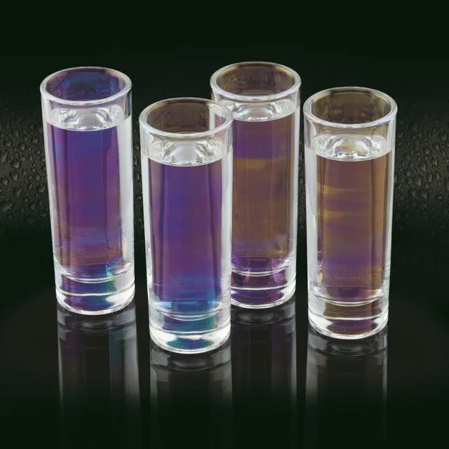 Set Of 4 Iridescent Tall Shot Glasses